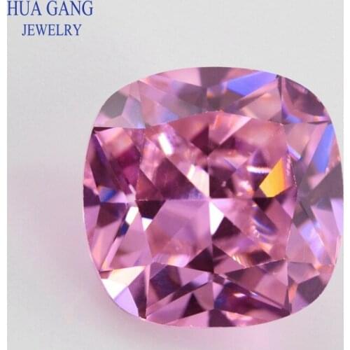 3x3~15x15mm Pink Color Cushion Cut Shape Loose CZ Stone Beads Brilliant Cut 5A Synthetic Gems Cubic Zirconia For Jewelry