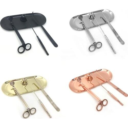 4pcs/set Candle Snuffer Trimmer Hook Tray Stainless Steel Extinguisher Dipper Candle scissors Accessory Flame Home Decoration