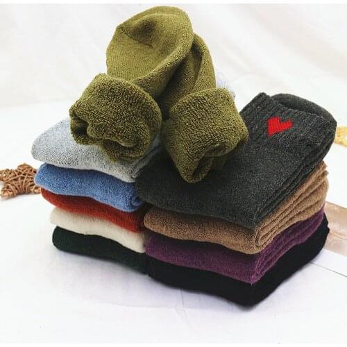 New Womens Winter Thickened Warm With Embroidery Heart-Shaped Retro Cashmere Casual Socks 5 Pair