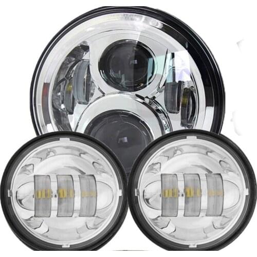 7 inch LED Headlight Hi/Low Beam Motorcycle Headlamp 4.5 Fog Lights, Adapter Ring For Harley Electra Glide Classic Touring FLSTC