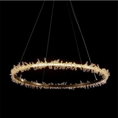American Fashion Fire Crystal Flower Ring Chandelier Lighting Modern Luxury Simple Suspension Luminaire Living Room Restaurant