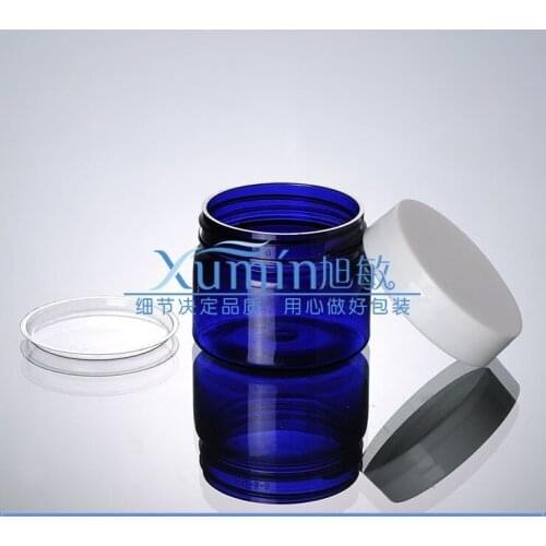 Free shipping:50ml blue PET jar, Pill Container Plastic Medicine Box with white Cover, 50g cream Jar Food Grade Material PET Jar