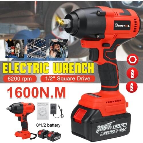 1600N.m 388Vf High Torque Brushless Wrench Cordless Electric Impact Wrench 1/2 Socket Power Tools for Makita 18V Battery