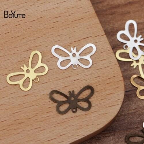 BoYuTe (500 Pieces/Lot) 7*13MM Metal Brass Filigree Butterfly Charms for Jewelry Making Diy Hand Made Materials Wholesale