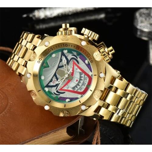 Luxury Brand Undefeated INVICIBLEl Reserve Venom DC Comics Joker Stainless Steel 52mm Men Quartz Watch Reloj Hombres