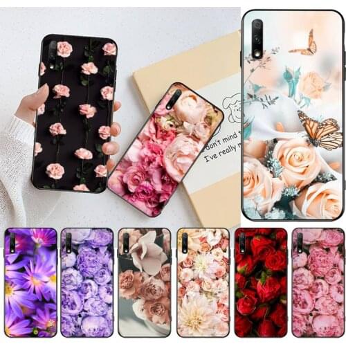 Colorful Flower Rose black Phone Case Hull For Huawei Nova 6se 7 7pro 7se honor 7A 8A 7C Prime2019