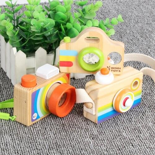 1pc Baby Wooden Montessori Toys Fashion Camera Pendant For Children DIY Presents Nursing Gift Build Block Educational Toys