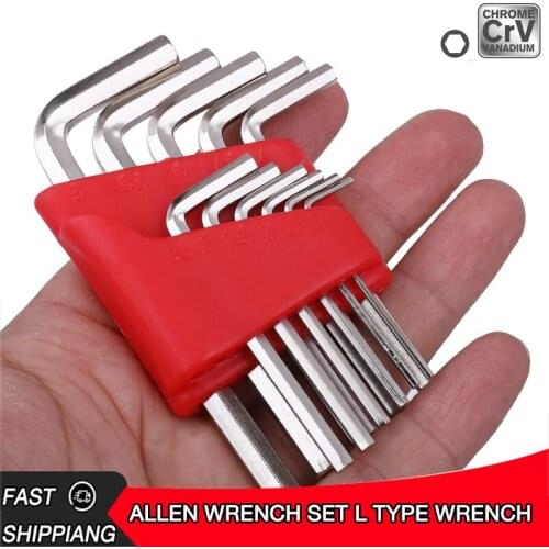 Hex wrench set 11 pieces of hexagon wrench, metric standard crv steel/inch short spherical end hexagon L-shaped wrench