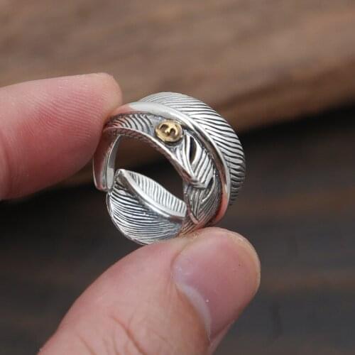 Wholesale S925 Sterling Silver Jewelry Star Men Women With The Paragraph Retro Thai Silver Tokyo Feather Ring Takahashi Goro