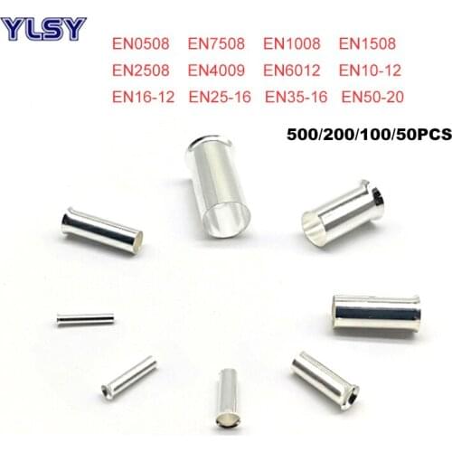 500pcs Copper Tube Bare Cord End Terminals Electrical Crimp Naked Terminal Wire Connector EN0508~50-20 Cable Ferrules 22-1/0AWG