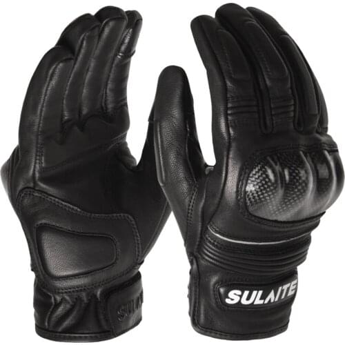 SULAITE Motorcycle Riding Gloves Touchscreen Full finger Carbon Fiber Sheepskin Racing Gloves Riding Biker Protective Gear New