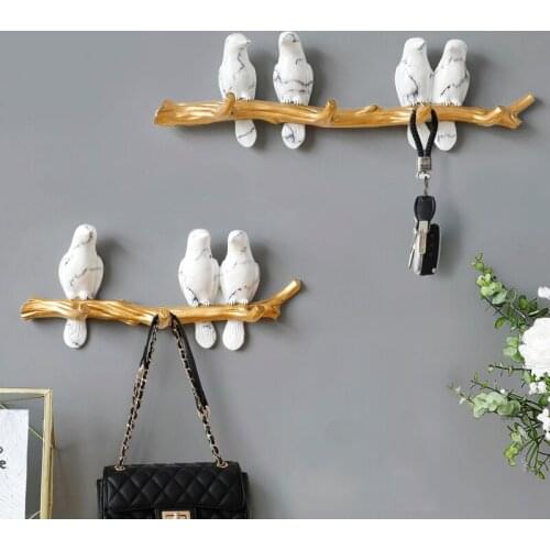 Wall Resin birds graft Wall hook kids ornament keys holders rack home coat clothes Towel Hat Handbag Holder bag hanger
