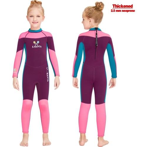 Neoprene Wetsuits for Girls One-Piece 2.5mm Diving Suit Kids For Keep Warm Long Sleeves UV Protection Swimsuit Children Wetsuits