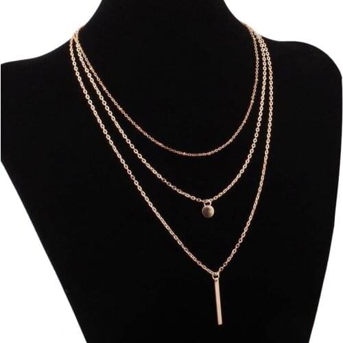 Necklace Lightweight Three Layers Alloy Multi-Layer Long Necklace for Party Chain Necklace Vintage Choker Pendant Women Necklace