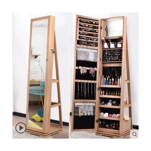 Full-body mirror cloakroom floor mirror modern simple rotating fitting mirror jewelry storage cabinet full-length mirror