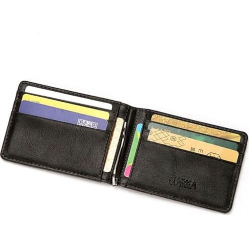 RFID Mens Leather Slim Bifold Money Clip Wallet Front Pocket Credit Card Holder