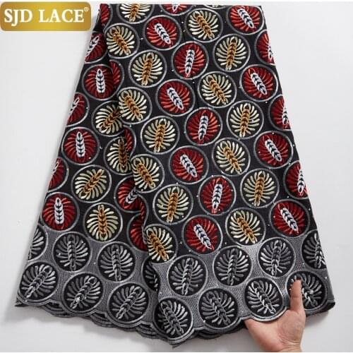SJD LACE African Dry Lace Fabric 5Yards Nigerian Garment Materials Sewing Embroidery Swiss Voile Lace Fabric For Man ChoiceA2362