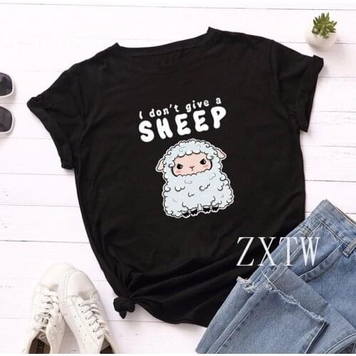 Funny Sheep T-shirt Women Kawaii Harajuku Graphic T-shirt 90s Cute Cartoon T-shirt Ulzzang Grunge Korean Tops T-shirt female