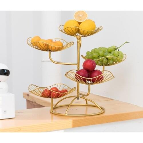 Modern fruit bowl living room household five-layer fruit bowl simple wrought iron multi-layer fruit bowl high-end small delicate