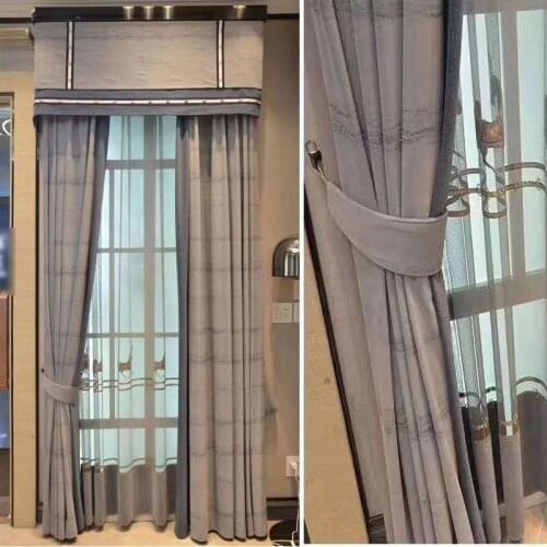 Light luxury Nordic flannel ink style curtain living room bedroom finished customized shading curtain kitchen balcony