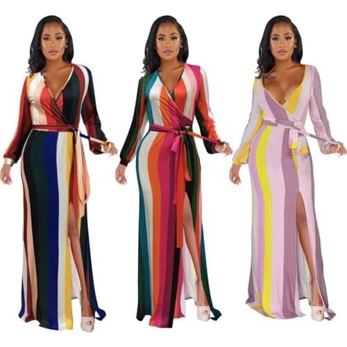 TNNAOFF Fall Sexy Striped Bandage Dress for Women Rave Festival Clothing Fashion Elegant Long Sleeve Night Club Loose Dressess