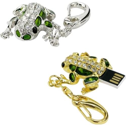 Pendrive 64GB 32GB 16GB 8GB Usb Flash Drive Pen Drive Cle Usb Drive Memory Stick Diamond Frog Pen Drive Crystal Key Chain U Disk