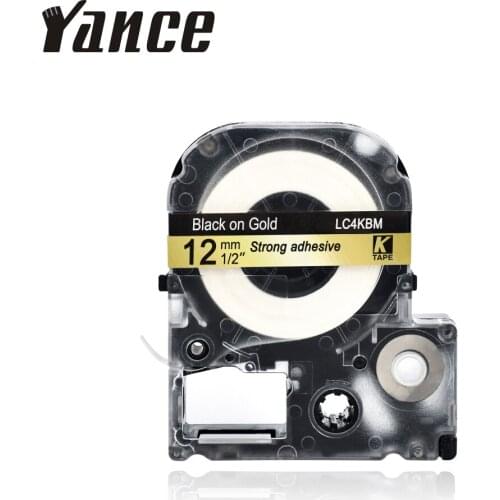 Yance 12mm Black on Gold SM12Z / LC-4KBM9 LC-4KBM LC 4KBM LC4KBM compatible label maker tape for kingjim label printer for LW400