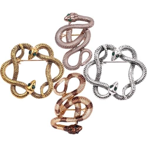 Cute Animal Snakes Collar Enamel Pins Green Eyes Vintage Brooches Female Jewelry Accessories for Women Super Halloween Gifts