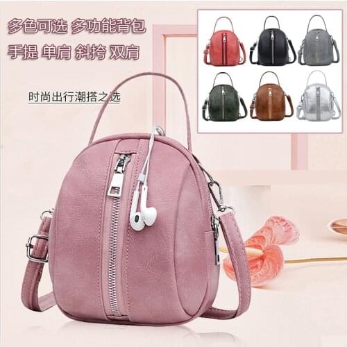 New Arrival Small Bag Female Mini Trend One Shoulder Messenger Portable Zipper Backpack Soft Leather Retro Lady
