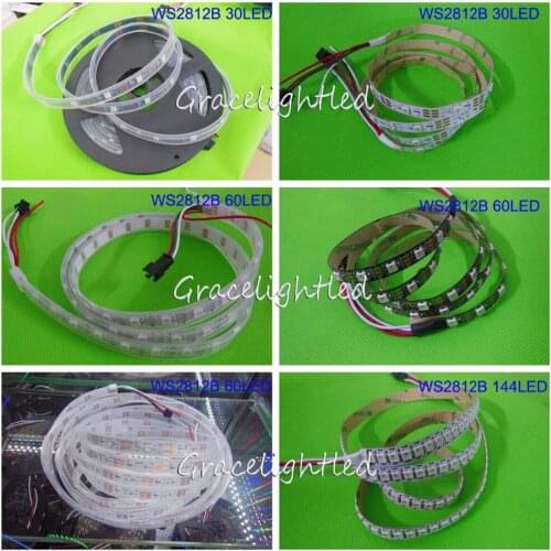 1m/4m/5m WS2812B Smart led pixel strip,Black/White PCB,30/60/144 leds/m WS2812 IC;WS2812B/M 30/60/144 pixels,IP30/IP65/IP67 DC5V