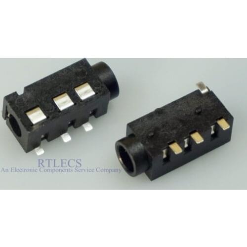 1000pcs Phone Jack 3.5mm 4 pin stereo socket for 3 pole audio plug SMT PCB reflow solderable right angle DC30V 0.5A