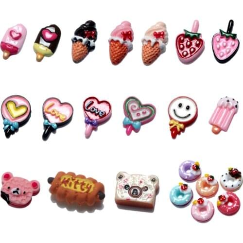 20Pcs Resin Ice Cream Cake Decoration Crafts Beads Flatback Cabochon Scrapbooking DIY Embellishments Kawaii Diy Accessories