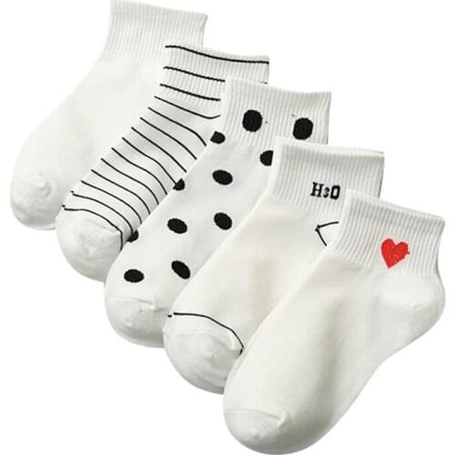 2020 New Women Socks Lovely Printing Comfortable Cotton Ankle Socks Girls Female Invisible Boat Socks Shallow Mouth Socks White