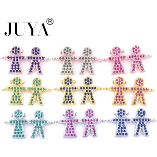 Gold Rose Gold 3 Pcs Popular Kids Charms Colored Zircon Boy Girls Pendant Connectors DIY Jewelry Findings Accessories