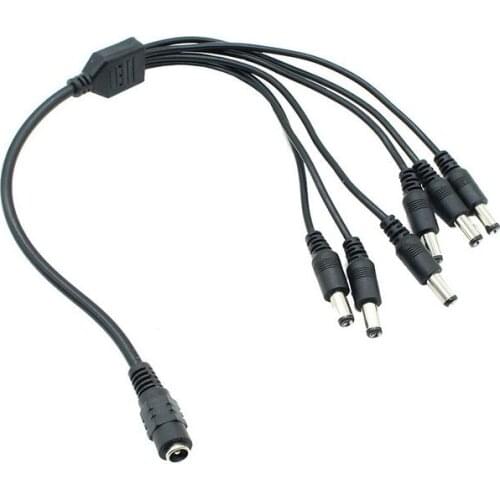 30pcs Female 1 to 6 Male 30cm length, 5.5x2.1mm ,Female to Male Plug DC Power CCTV Camera Splitter Cable
