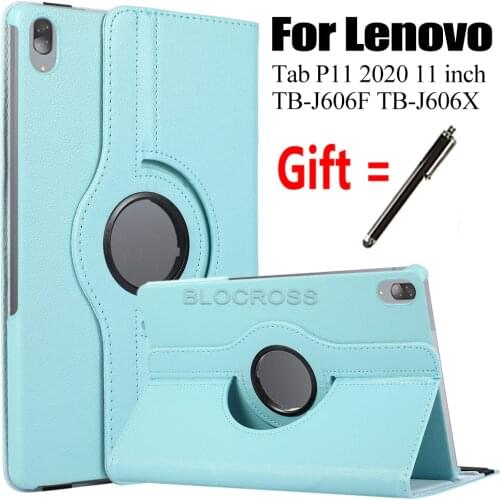 360 Degrees Rotating Case for Lenovo Tab P11 11inch 2020 PU Leather Cover for Lenovo Tab P11 TB-J606F TB-J606X Stand Holder Case
