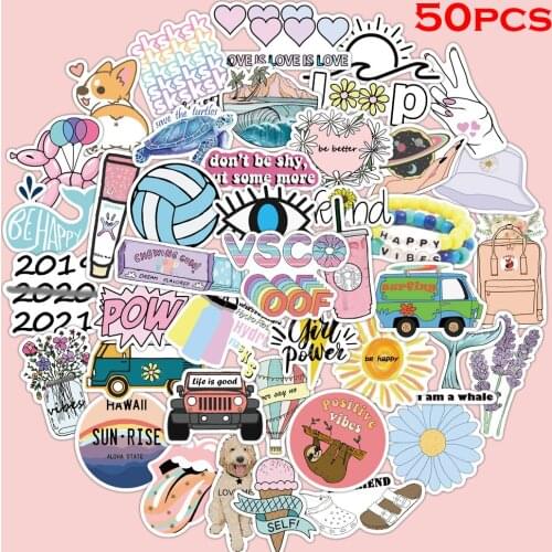 50pcs Cute Little Fresh Stickers DIY Luggage Laptop Bicycle Skateboard Waterproof PVC Graffiti Childrens Toy Stickers