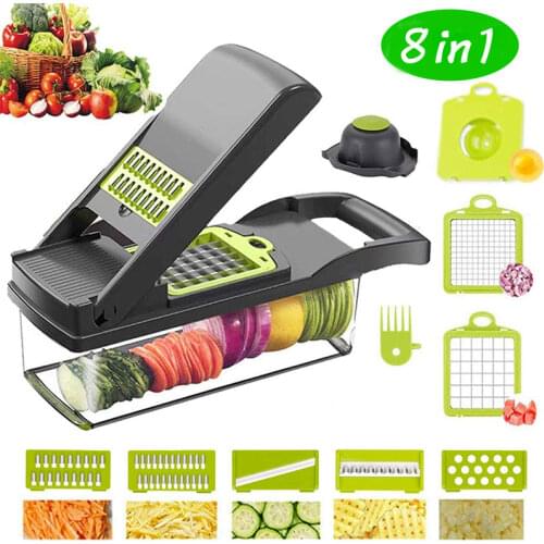 8In1 Multifunction Vegetable Cutter Kitchen Gadgets Potato Slicer Carrot Grater Accessories Kitchen Tool Steel Blade овощерезка