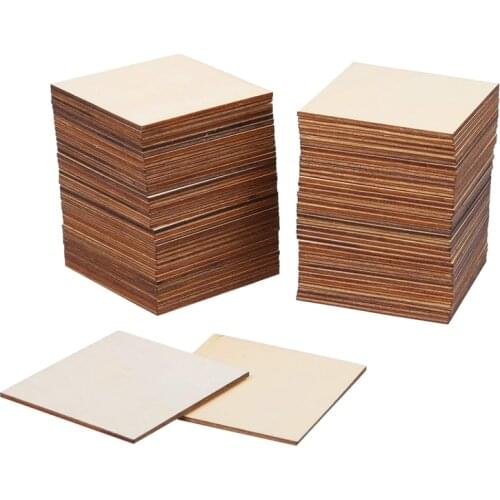 80 Pieces Square Unfinished Blank Wood Pieces for Painting Writing and DIY Arts Crafts Project,3 x 3 Inch