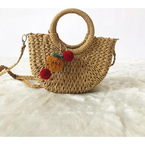 Aaby 2021 Straw Summer Bag For Women High Quality Ladies Handbag Tote Crossbody Bag With Tassel And Long Strap String Lining