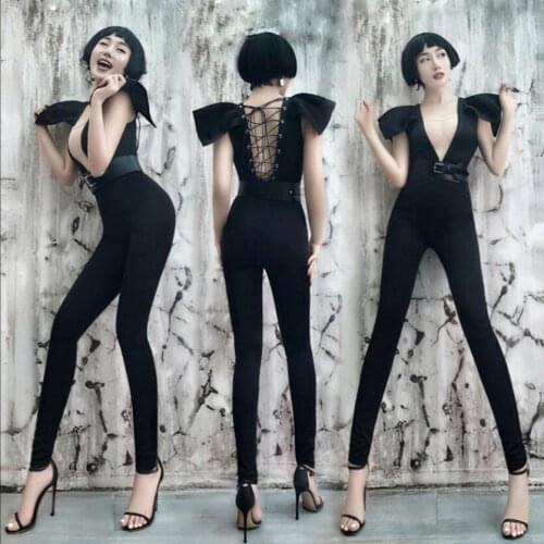 Bar Ds New Jumpsuits European And American Sexy Nightclub Dj Female Rompers Singer Gogo Collar Dance Costume Female Overalls