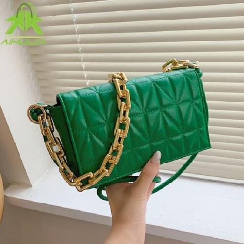 Branded Womens Shoulder Bags Fashion Thick Chain Sewing Thread Messenger Bag 2021 New Luxury Designer Female Handbag and Purses