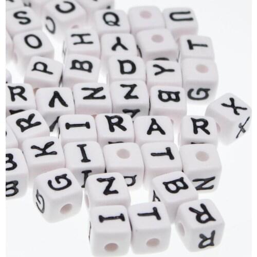 50Pcs 12mm Random Mixed Alphabet Beads For Jewelry Making DIY