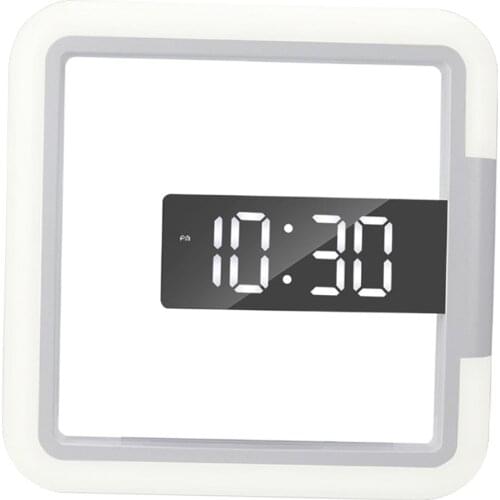 Digital Wall Clock Decor Mirror Alarm LED Light Home Office Bedroom Clocks