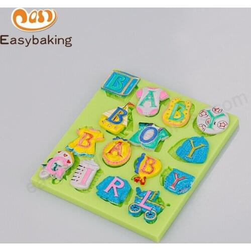Baking Tools Baby Letters Dimensional Cake Topper Baby Shower Silicone Fondant Mould for Cake Decorating Sugar Chocolate Clay