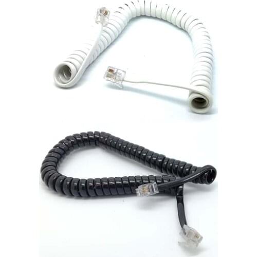 Flexible 6ft 1.8M Male RJ11 Telephone Handset Phone Extension Cord Cable black WHITE