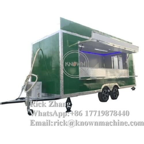 China Supplier street 4m mobile food cart / fast food truck / red square food trailer with cooking equipment
