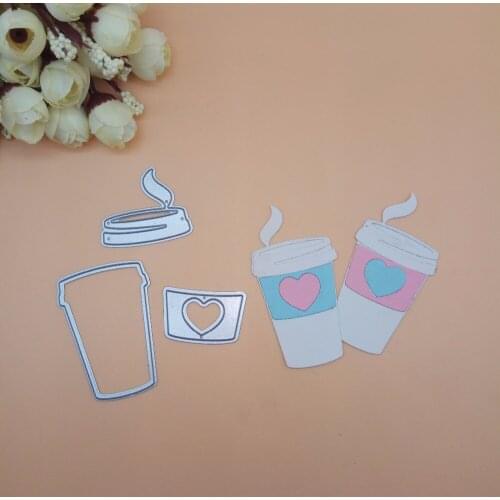 Coffee cup with Heart Metal cutting dies DIY Die Cut Stencil Decorative Scrapbooking Craft Card stencils