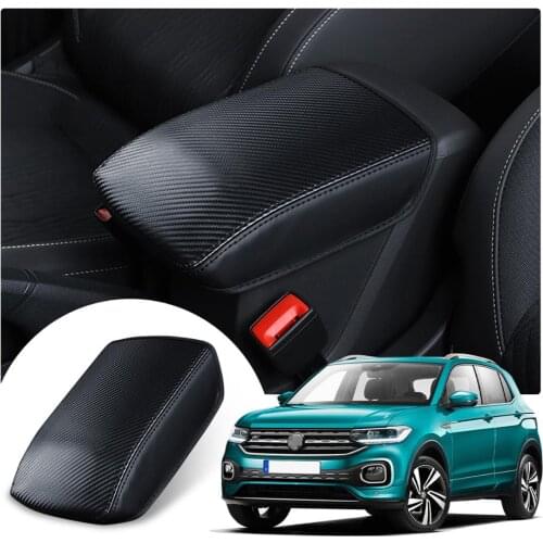 LFOTPP Car Armrest Box Cover For T-Cross 2018 2019 2020 Vehicle Interior Central Control Armrest Storage Box Pad Black