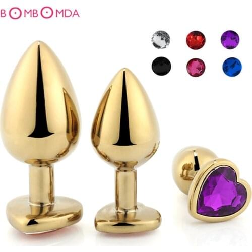 Metal Anal Plug With Colorful Heart Shaped Diamond G spot Stimulator Prostate Massage Butt Plug Sex Toys For Men Women Beginner